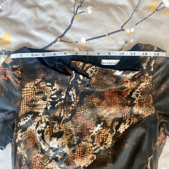 Karen Millen Python Print Asymmetrical Neckline Short Sleeve Sheath Dress Size 4 - Picture 12 of 16